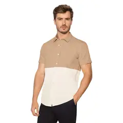 LEO - Camisa manga corta con perilla funcional y bloques de color