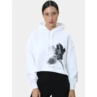 CALVIN KLEIN - Buzo blanco con capota y gráfico de floral