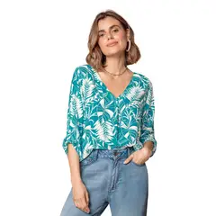 LEONISA - Blusa manga 34 con charretera no funcional