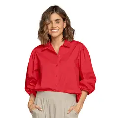 LEONISA - Blusa manga 34 con botones y elástico en puños