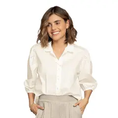 LEONISA - Blusa manga 34 con botones y elástico en puños