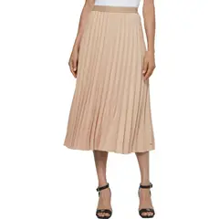 TOMMY HILFIGER - Falda Beige Midi Plisada Para Mujer