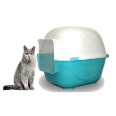 HALLY PET - Baño arenero grande para gatos sin filtro mas pala Celeste