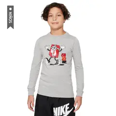 NIKE - Camiseta Manga Larga Sportswear Tee Niño-Gris
