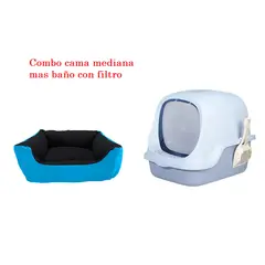 HALLY PET - Combo Baño arenero con filtro mas cama mediana impermeable