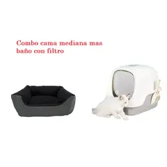 HALLY PET - Combo Baño arenero con filtro mas cama mediana impermeable