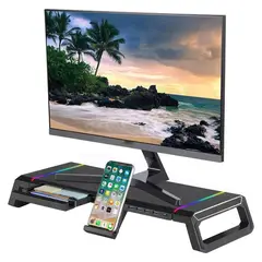 ONE PIXEL - Base Soporte Mesa RGB Eleva Monitor O Portatil Puerto USB