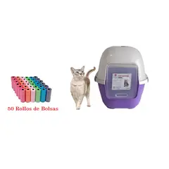 HALLY PET - Baño arenero grande sin filtro mas 50 rollos de bolsas