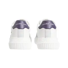 CALVIN KLEIN - Tenis blanco de cuero con gamuza