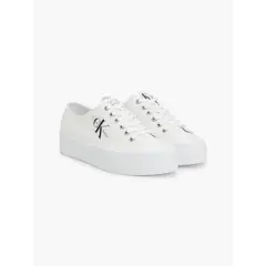 CALVIN KLEIN - Tenis negro de plataforma vulcanizado con cordones