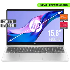 HP - Portátil 15.6” Full HD AMD Ryzen 7 7730U 16GB RAM 1TB SSD Plata
