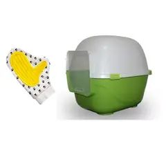 HALLY PET - Baño arenero grande sin filtro mas guante masajeador