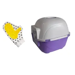 HALLY PET - Baño arenero grande sin filtro mas guante masajeador