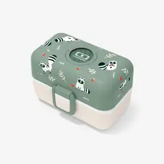 MONBENTO - Lonchera Hermética Doble Para Niños Raccoon Oliva-Beige