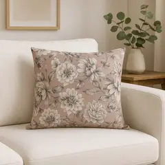 NOSSARENA - Cojin rosa estampado flores 50x50cm