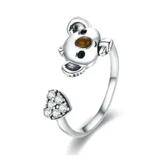 GENERICO - Anillo Ajustable Para Mujer Oso Koala Fabricado En Plata 925