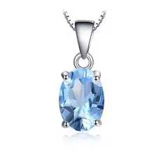 ALHAJAS - Collar Cadena Para Mujer Topacio Azul En Plata 925