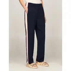 TOMMY HILFIGER - Pantalón azul de corte slim con diseño color block