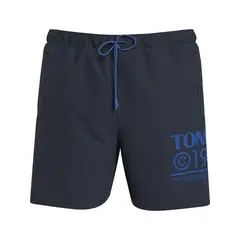 TOMMY HILFIGER - Pantaloneta de Baño Azul Slim Con Logo y Cordón
