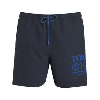 TOMMY HILFIGER - Pantaloneta de Baño Azul Slim Con Logo y Cordón