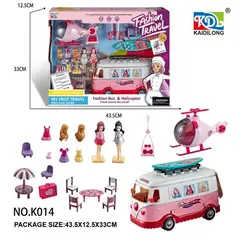 GENERICO - Camper De Viaje Y Helicóptero Con Muñecas