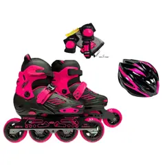 SPORT RUNNER - Kit Patines Semi Profesional Bota Dura Fucsia Talla XL
