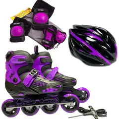 SPORT RUNNER - Kit Patines Semi Profesional Bota Dura Morado Talla M