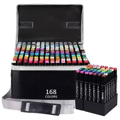 GENERICO - Marcadores Doble Punta Set 168 Unidades Mas Estuche