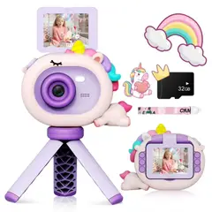 GENERICO - Camara Digital Lente Abatible Selfie Para Niños Sd32 Tripode