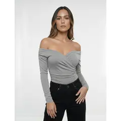 MOLGOA - Body para Mujer Cuello Bandeja - Lauren Gris