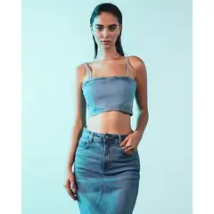 SEVEN SEVEN - Blusa Para Mujer Manga Sisa Color Azul Medio Marca #28123892