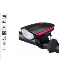 GENERICO - Luz Linterna Blanca Con Pito Bicicleta Recargable 250 Lumens