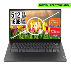 LENOVO - Portátil V14 14" FHD AMD Ryzen 7 7730U RAM 16GB 512GB SSD Gris