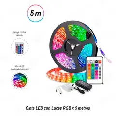 GENERICO - Cinta Luz LED Con Control Rgb 5mts Multicolor