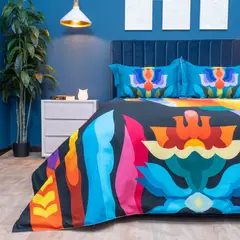 AMARE HOME - Duvet Cover Flora Carnaval- Colección Ledania 3 Piezas King.