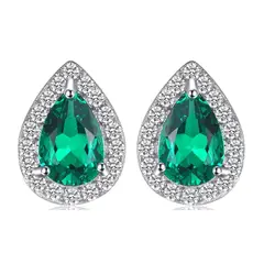 ALHAJAS - Aretes Topitos Regalos Para Mujer Con Esmeralda Rusa Plata 925