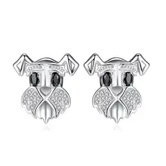 ALHAJAS - Aretes Topos Pendientes Perro Schnauzer Para Mujer En Plata 925