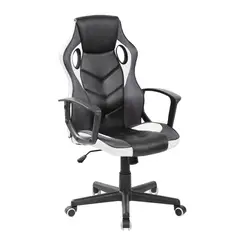 GENERICO - Silla gamer con brazos fijos y altura regulable en sintetico blanco