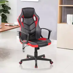 GENERICO - Silla gamer con brazos fijos y altura regulable en sintetico rojo