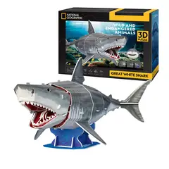 CUBICFUN - Rompecabezas 3D Nv Intermedio 72 Piezas Tiburon Blanco Cubic