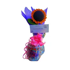 GENERICO - Girasol Tejido Pocillo Con Decoración Detalles con amor