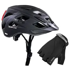 GW - Casco Ciclismo Con Luz + Guante Bicicleta Mtb Ruta Ajustable