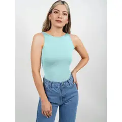 MOLGOA - Body para Mujer Verde Menta Cuello Redondo Manga Sisa - Simona Verde