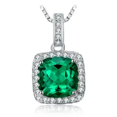 ALHAJAS - Collar Cadena Regalos Para Mujer Esmeralda Rusa Cuadrada Y Circones