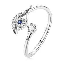 ALHAJAS - Anillo Ajustable Para Mujer Ojo Amuleto Protección En Plata 925