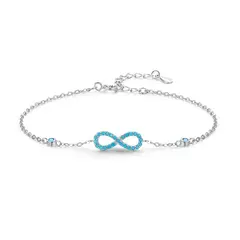 ALHAJAS - Pulsera Manilla Para Mujer Amor Infinito Turquesa En Plata 925_.