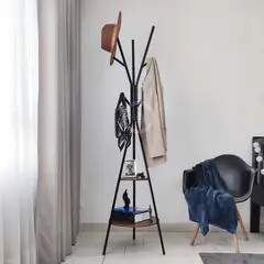 INDUHOGAR - Perchero en acero con entrepaños en madera marca