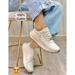 EVEGONZ - Tenis en Cuero Para Mujer Calzado Confortable de Moda
