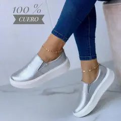 EVEGONZ - Mocasin de mujer Clazado Cuero Dama