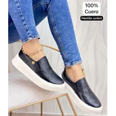 EVEGONZ - Zapatos en Cuero Mocasines negros para mujer